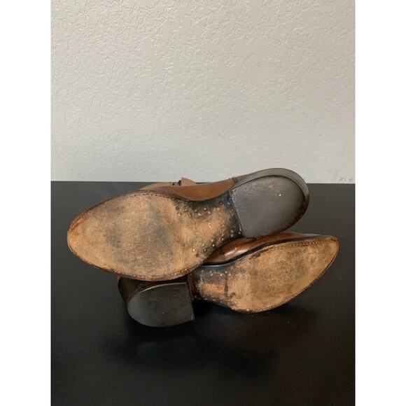 VTG Leather Western Cowgirl Zip Boots Women 9 Aztec Distressed Festival Concert - Picture 10 of 11